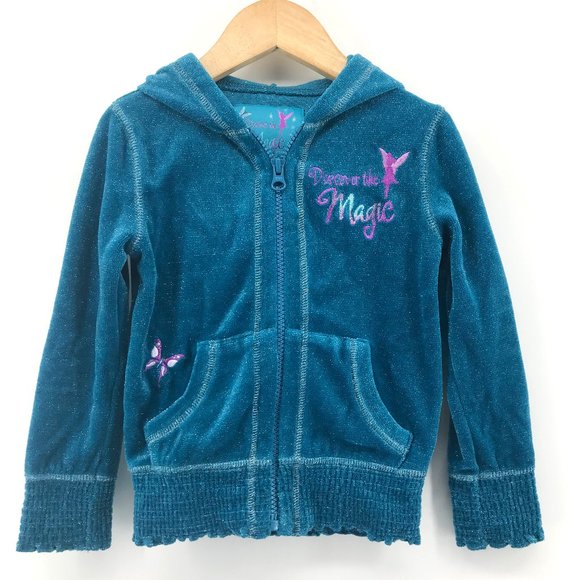 DISNEY🌺Discover the Magic Tink Blue Velour Zip Hoodie